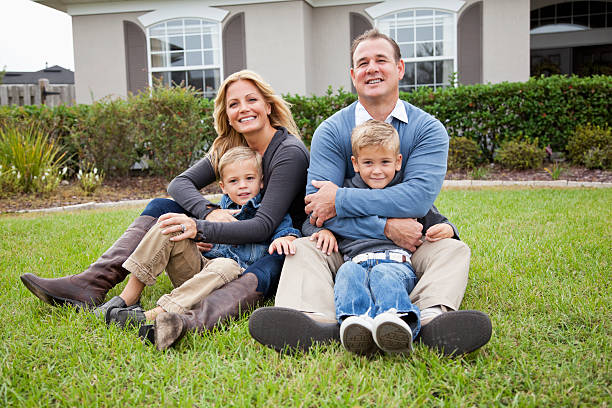 Portrait of a Florida family in a modern estate setting
