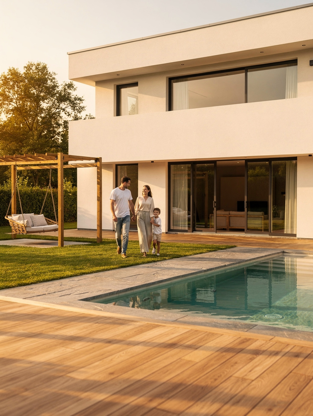 Portrait of a Florida family in a modern estate setting